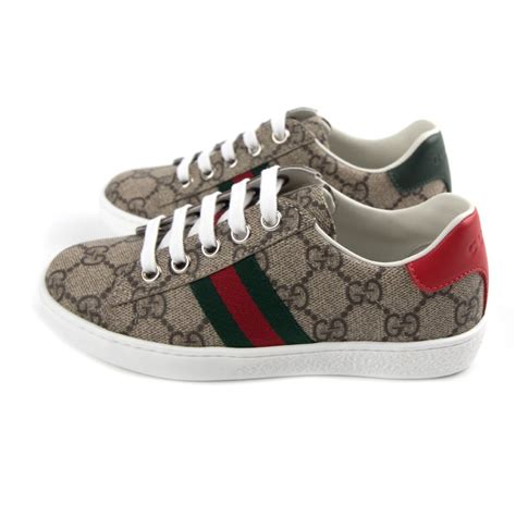 gucci trainers junior size 5.5|Gucci Brown Ace GG Supreme Trainers .